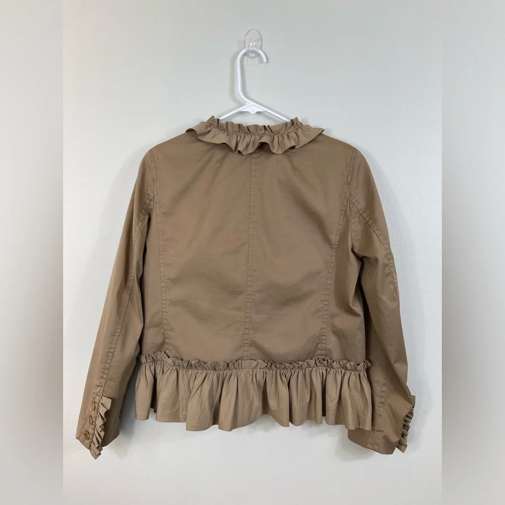 J.Crew Khaki Tan Ruffle Chino Jacket Cotton Casual Size 2 - Picture 10 of 14